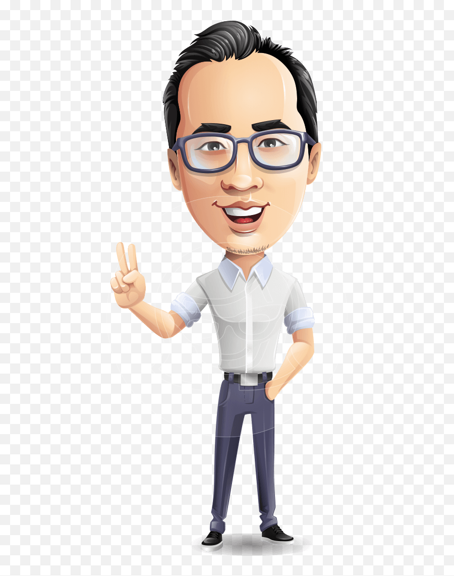 Cartoon Chinese Man Vector Character - Chinese Man Cartoon Character Png,Cartoon Glasses Transparent