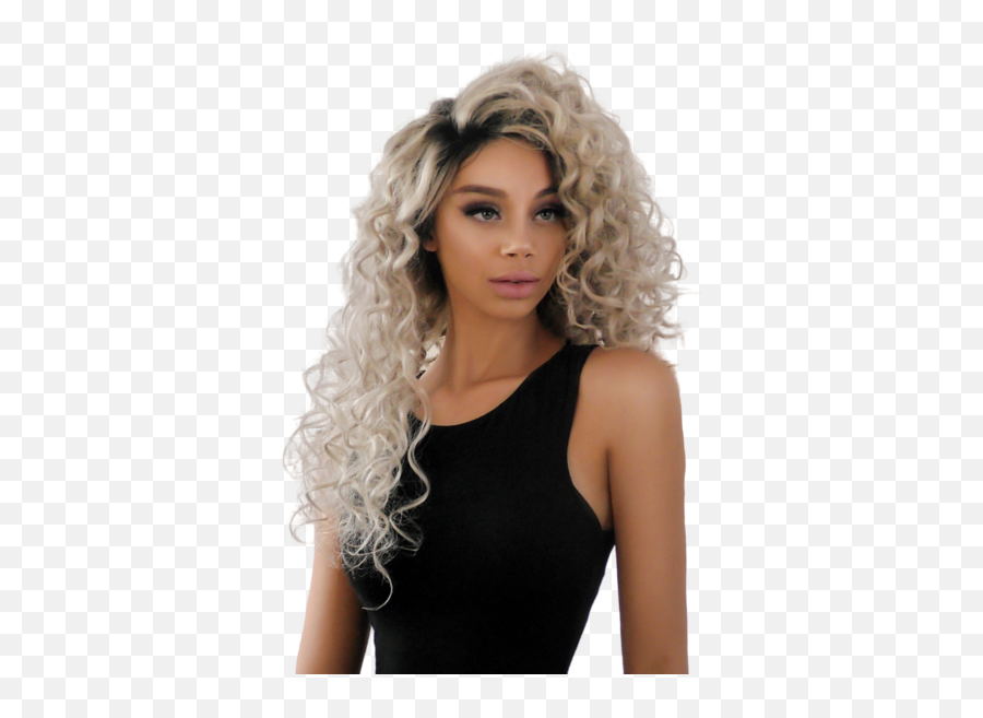 Curly Silk Top Platinum Blonde Rooted Ombre Full Lace Human - Curly Png,Transparent Wig