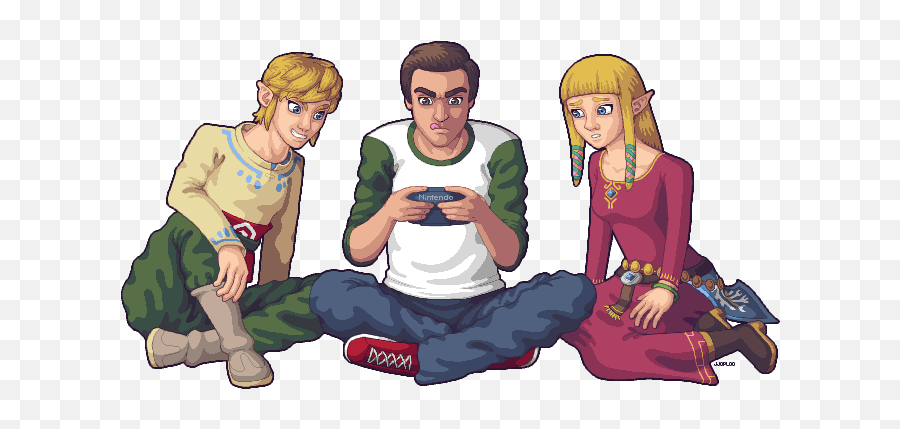 Zack Link And Zelda Pixeljointcom - Sitting Png,Legend Of Zelda Icon