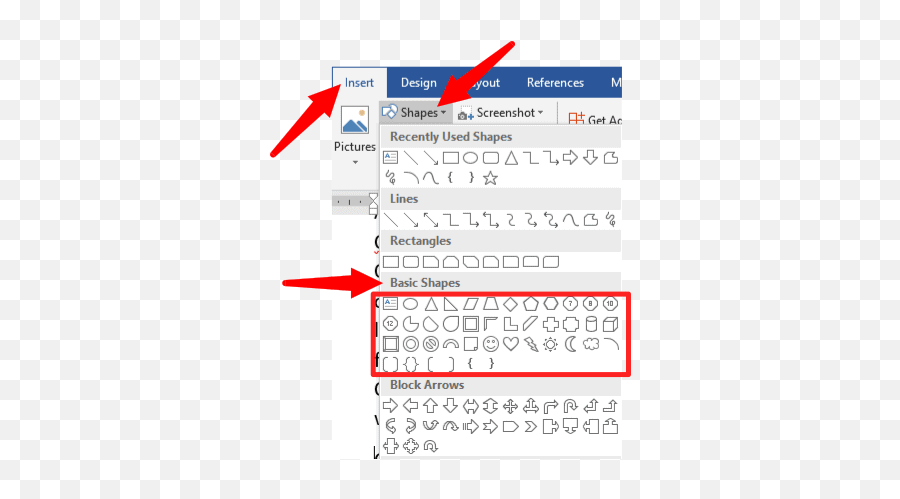 How To Insert An Arrow In Word - Officebeginner Overlap Pictures In Word Png,Triangle With 2 Arrows Icon