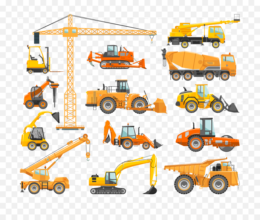 Set Of Heavy Construction And Mining Machines Icons By - Building Machines Png,Mining Icon
