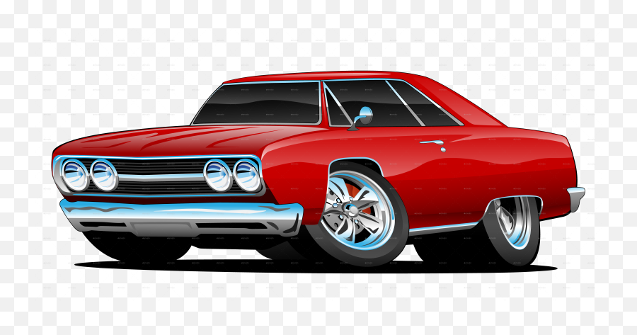 Red Hot Classic Muscle Car Coupe - Muscle Car Hot Rod Cartoon Png,Muscle Car Png