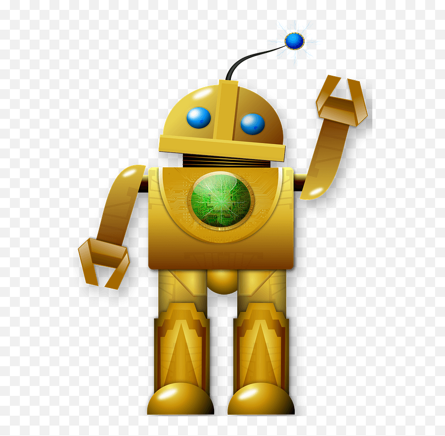 Friendly Golden Robot Clipart Free Download Transparent - Public Domain Robot Clip Art Png,Robot Clipart Png