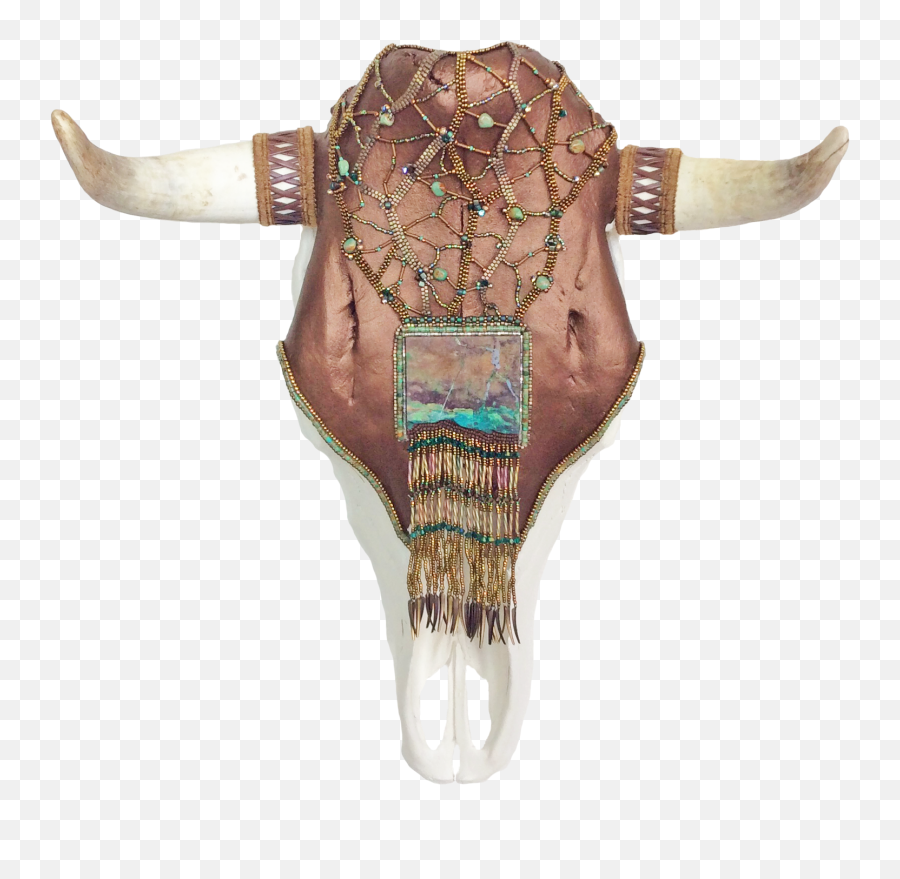 Turquoise Fringe Cow Skull - Cattle Png,Cow Skull Png
