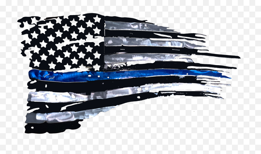 Tattered Thin Blue Line Flag Custom - Cnc Tattered American Flag Png,Blue Line Png