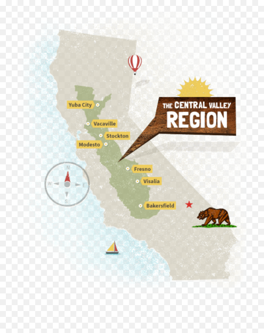 Visit Californias Central Valley - Central Valley California Wine Png,California Map Png