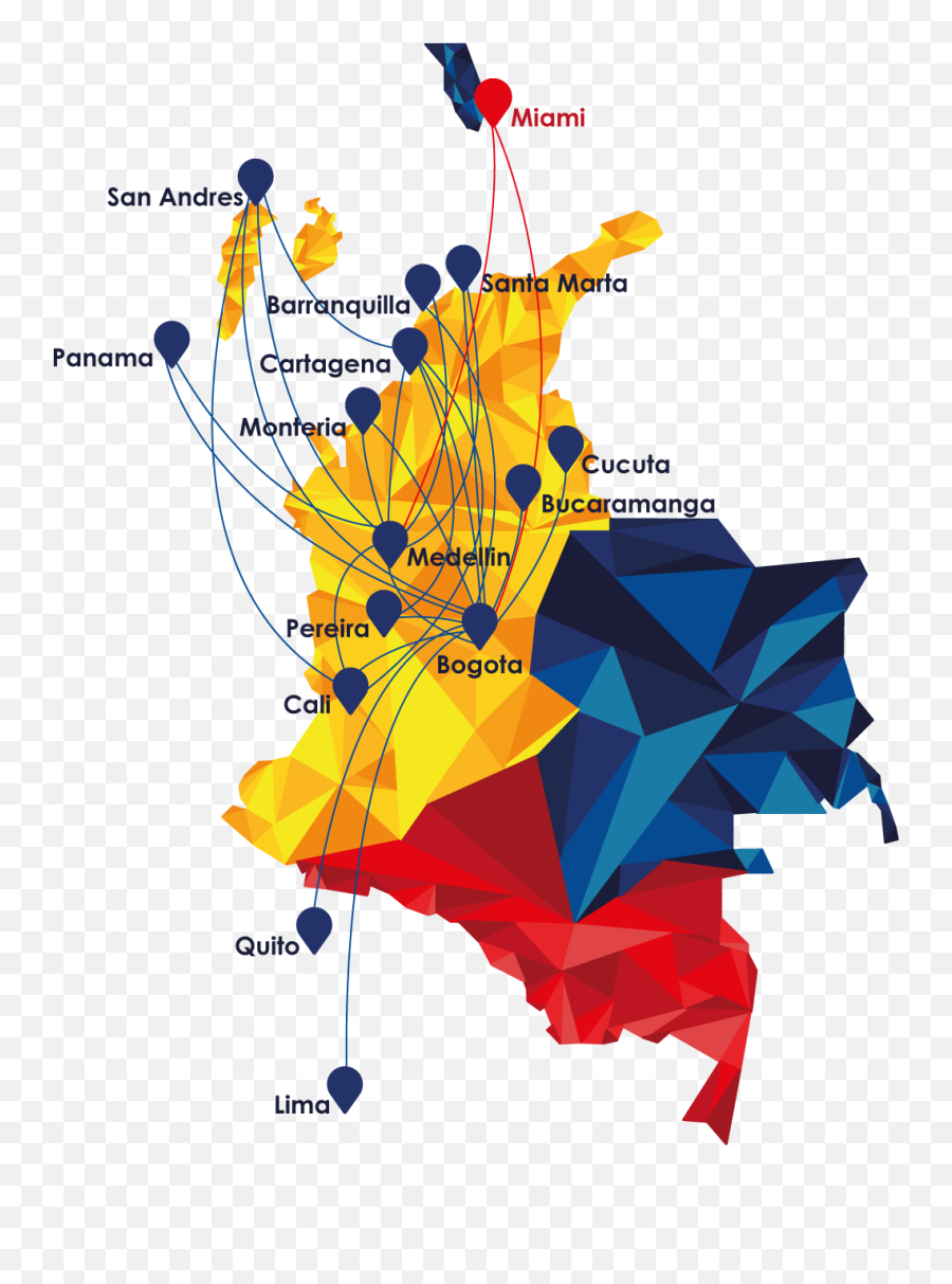 Viva Colombia Flight Map Png Image With - Coffee Region Colombia Map,Colombia Map Png