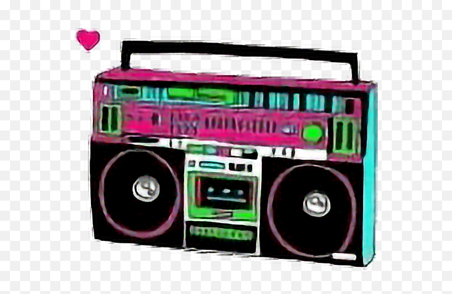 Neon Retro Boombox Vintage Stereo Freetoedit - Boombox Clipart Transparent Png,Boom Box Png