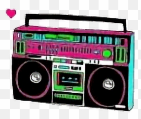 Neon Retro Boombox Vintage Stereo Freetoedit - Boombox Clipart Transparent png