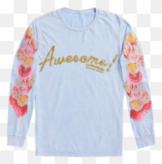 Taylor Swift Blue Long Sleeve Tee With Flower Design - Me Shirt png