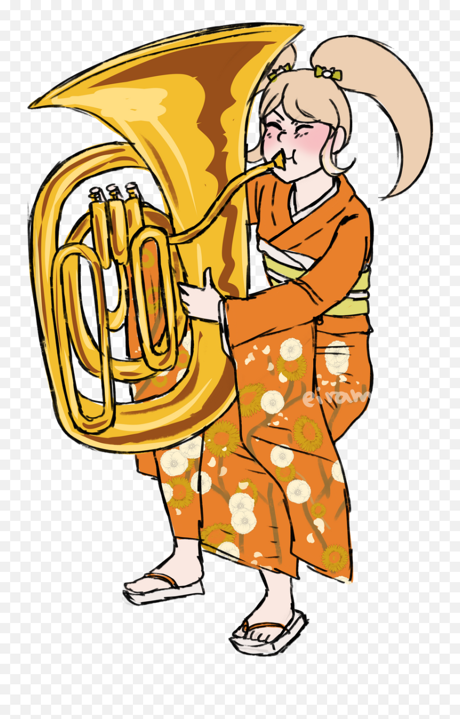 Hiyoko Playing Tuba Rultimateclassicdancer - Baritone Horn Png,Tuba Icon