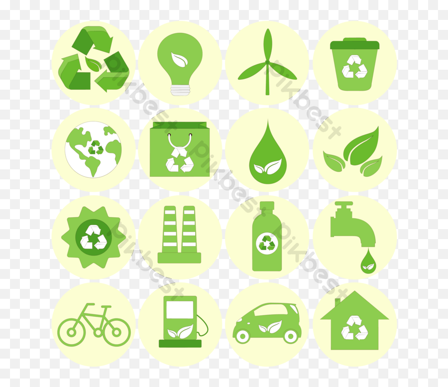 Green Environmental Icon Set Ai Free Download - Pikbest Baby Milestone Discs Png,Environmentally Friendly Icon