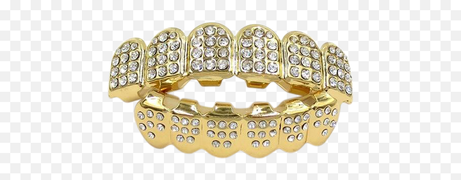 Silver Iced Out Cz Teeth Grillz - Transparent Gold Teeth Png,Grillz Png