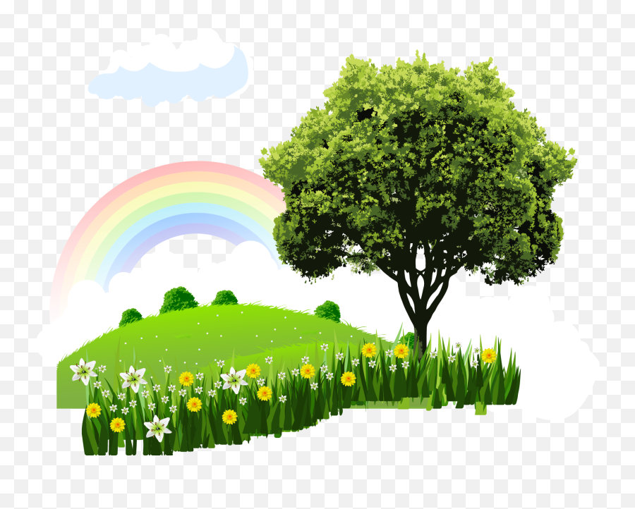 Little Fresh Green Grass Png - Cartoon Nature Background Design,Landscape Png