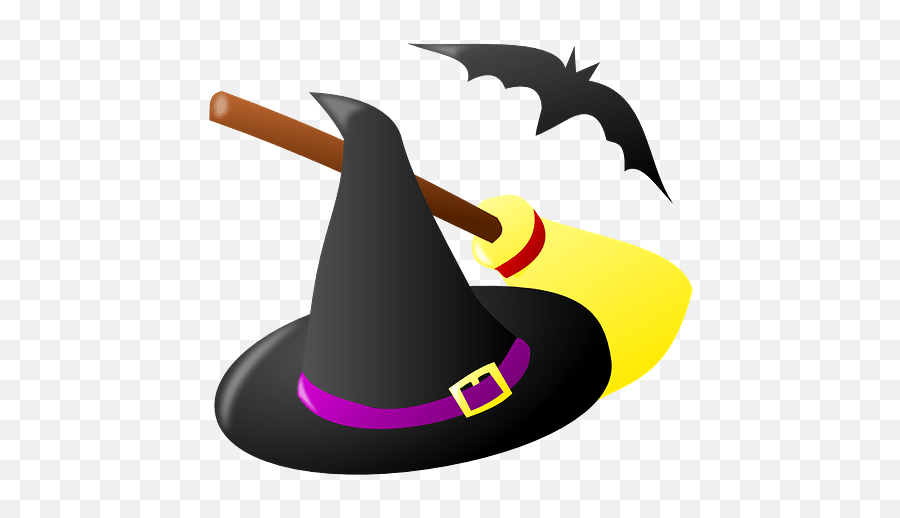 Witch Hat Bat And Broomstick Halloween - Halloween Witch Hat Cartoon Png,Witch Hat Png
