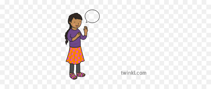 Girl Talking With Speech Bubble Illustration - Twinkl Cartoon Png,Talking Bubble Png