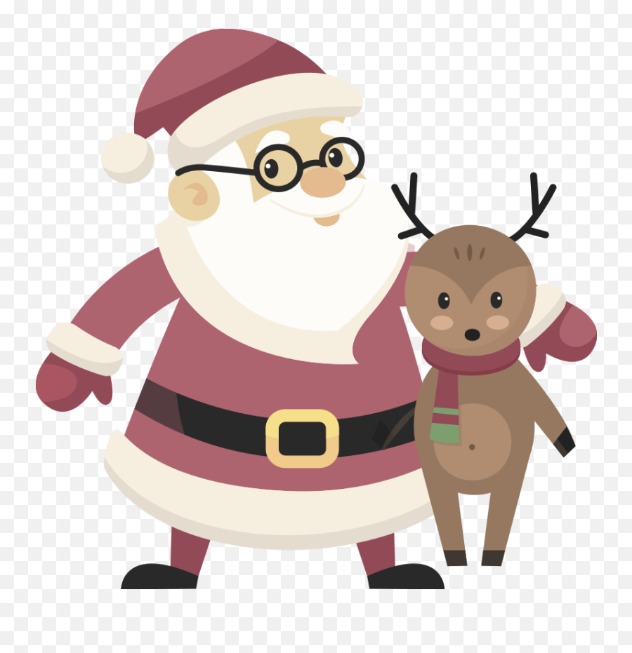 Santa Posing With Reindeer Christmas Wall Sticker - Santa Claus Png,Dancing Santa Icon