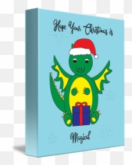 Christmas Dragon Magical Cute Santa Hat By Valerie Waters - Cartoon png