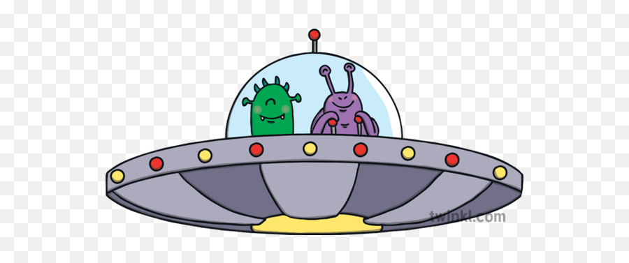 Aliens In Flying Saucer Illustration - Twinkl Cartoon Png,Flying Saucer Png