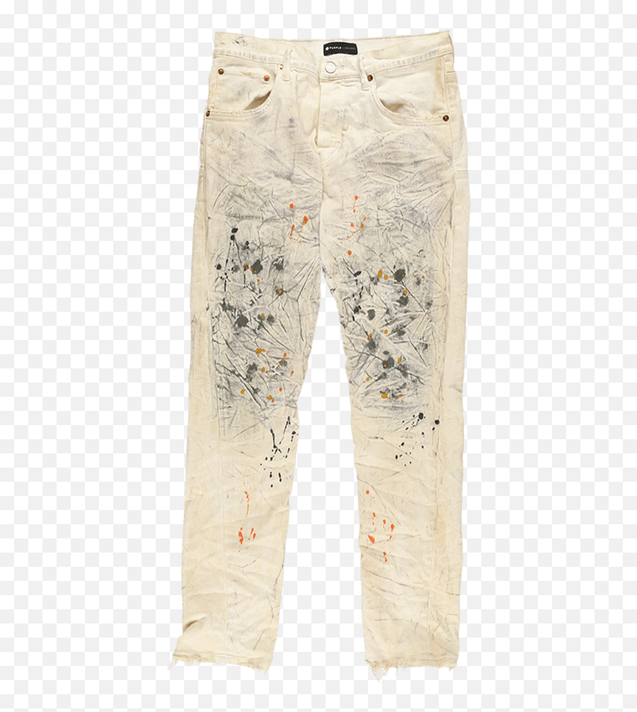 Ivory Paint Splatter Effect Straight Jeans Png Transparent