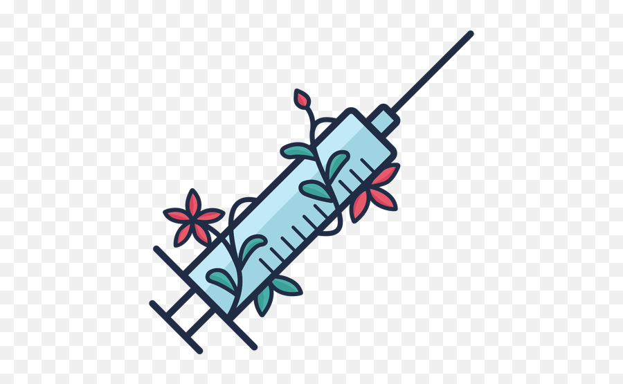 Flowery Needle Syringe Symbol Blue - Transparent Png U0026 Svg Vaccine Icon,Needle Png