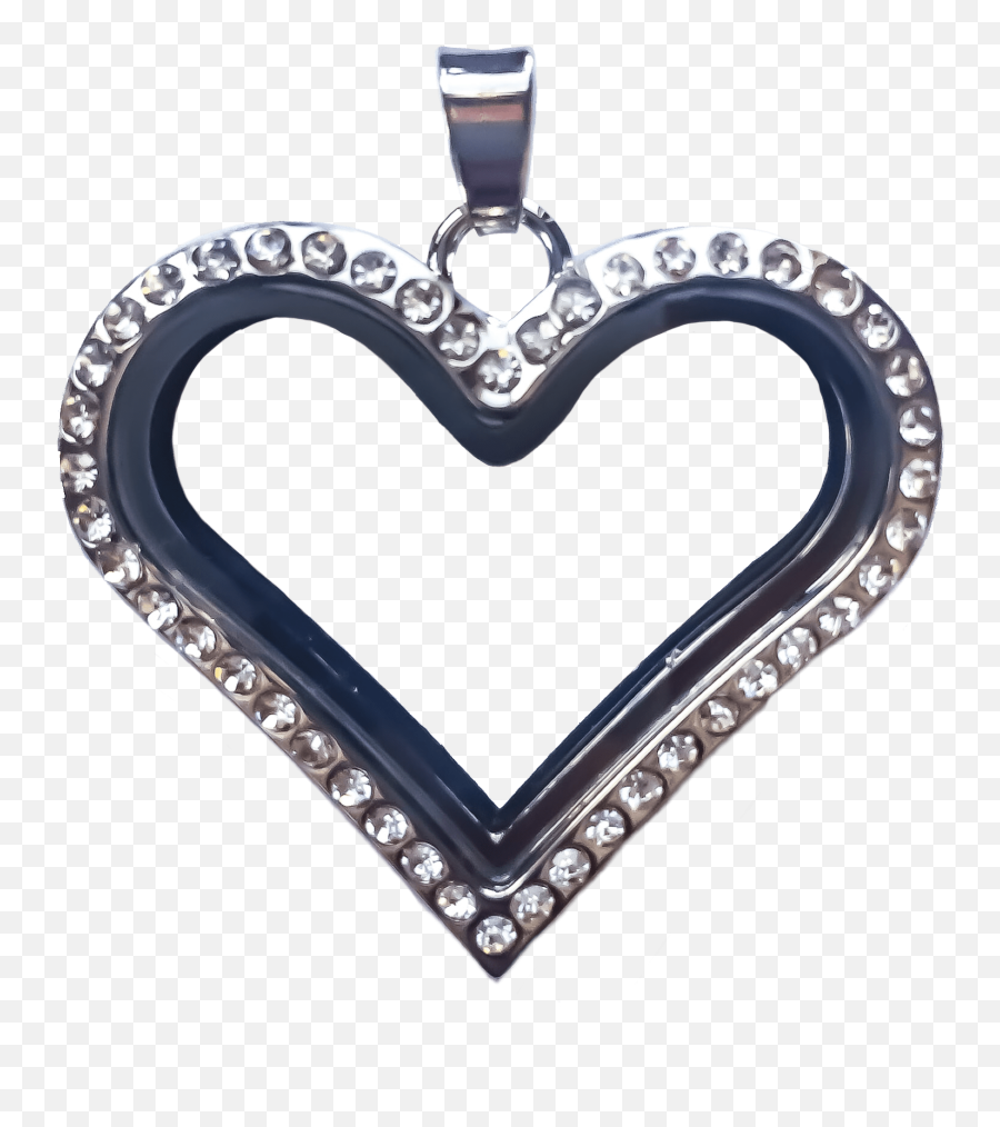 Silver Heart Locket With Crystals - Origami Owl Heart Locket Png,Silver Heart Png