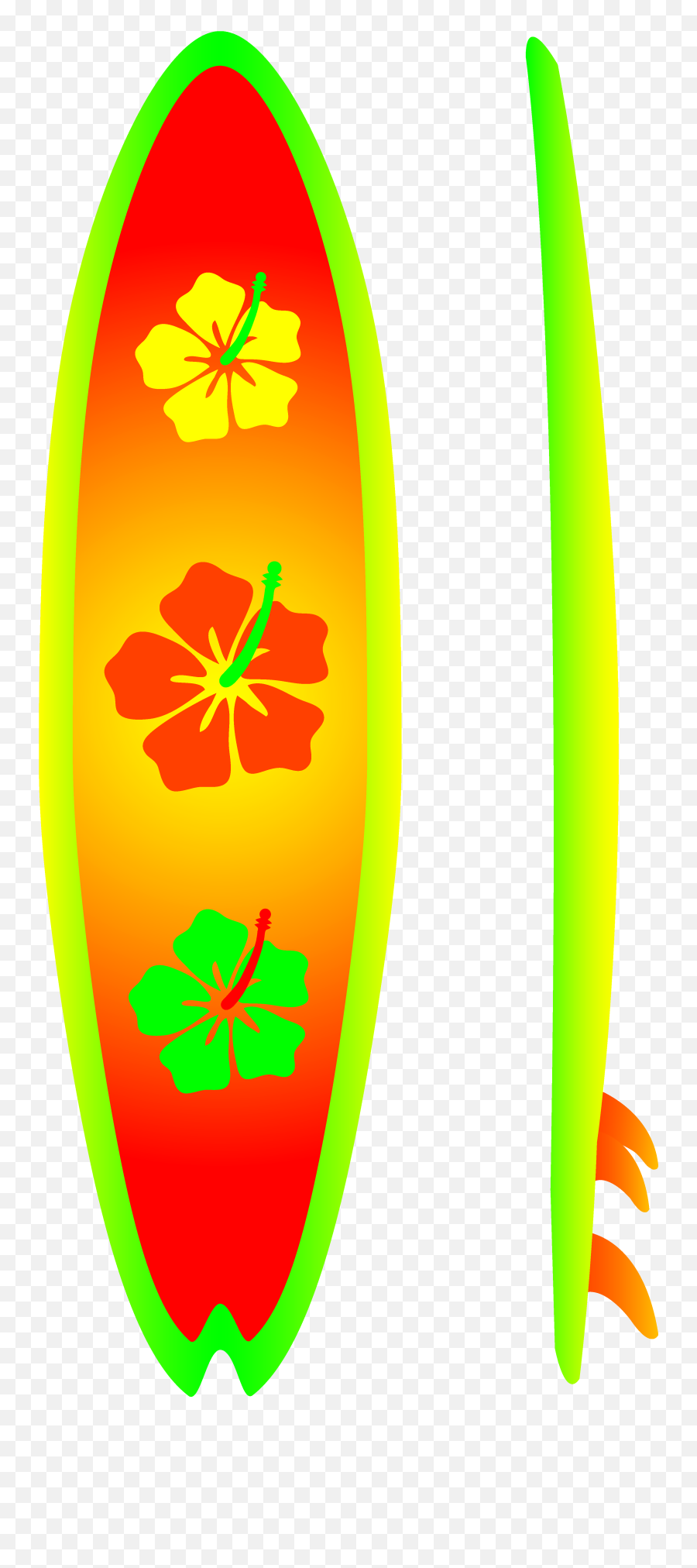 Hibiscus Clipart Surfboard Transparent - Surfing Board Png Cartoon,Surfboard Transparent Background