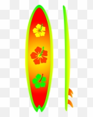 Hibiscus Clipart Surfboard Transparent - Surfing Board Png Cartoon