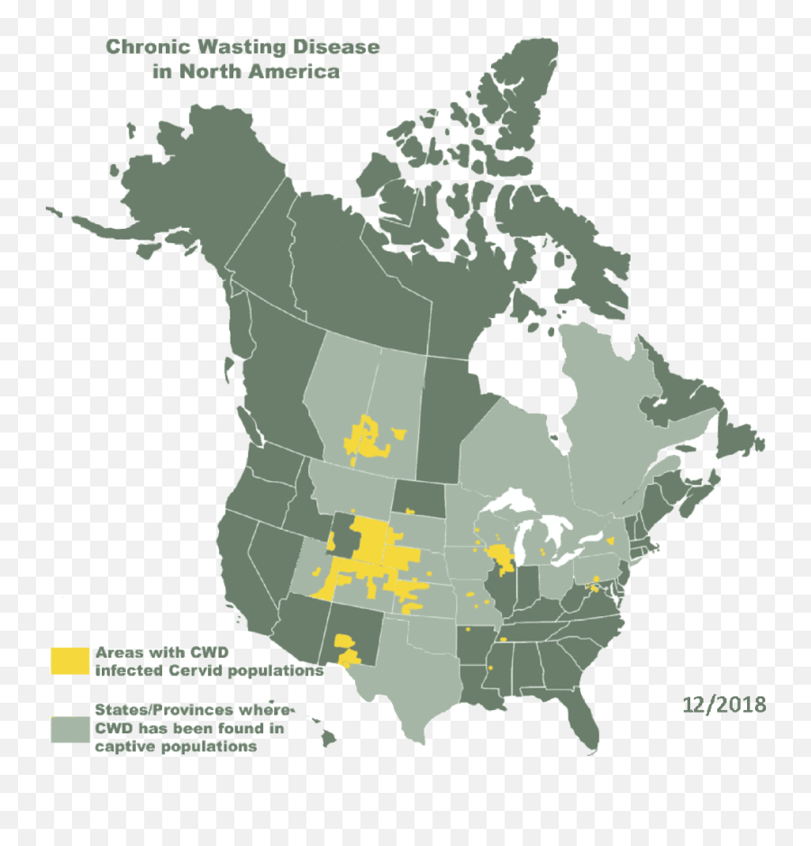 Map U2013 Chronic Wasting Disease In North America Cwd - Infoorg United States Of Canada Map Png,North America Transparent