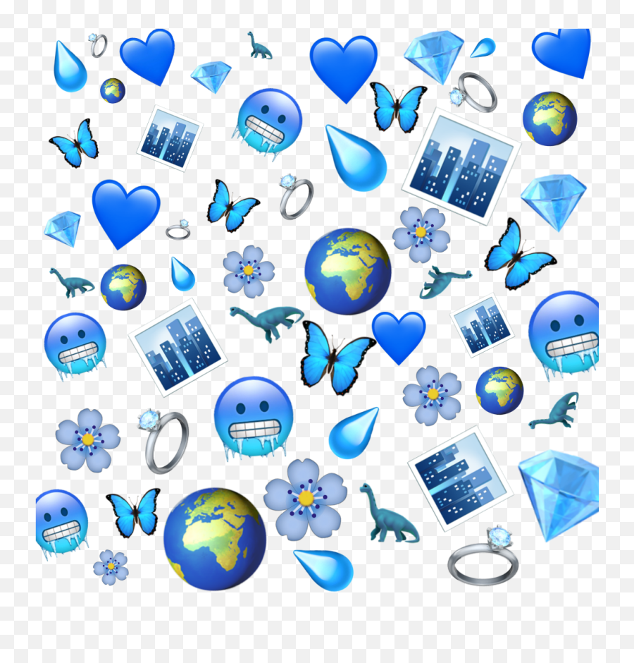 Blue Emoji Background Water Cold Nights Flower Butterfl - Cute Blue Emoji Background Png,Water Emoji Transparent