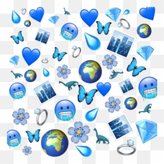 Blue Emoji Background Water Cold Nights Flower Butterfl - Cute Blue Emoji Background png