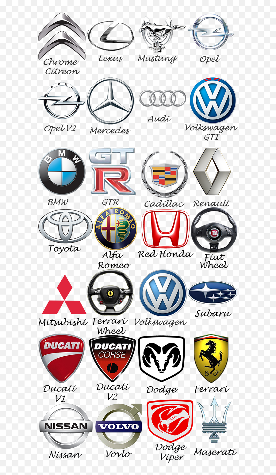 Cars And Their Names List Logo Png - Car Logos And Names List,Car Logo List