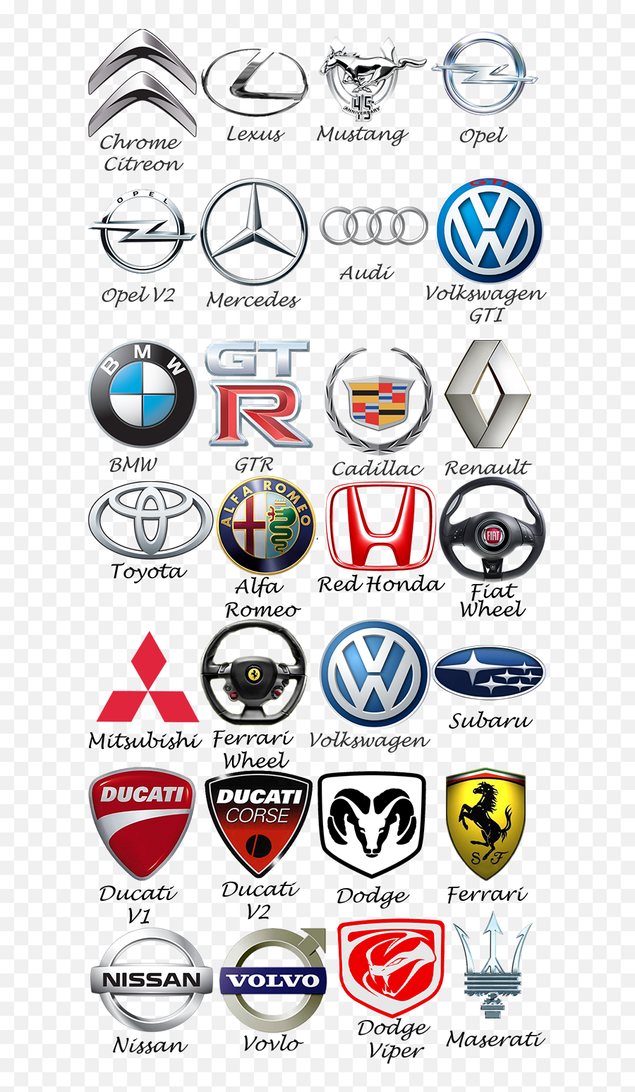 foreign car symbols and names