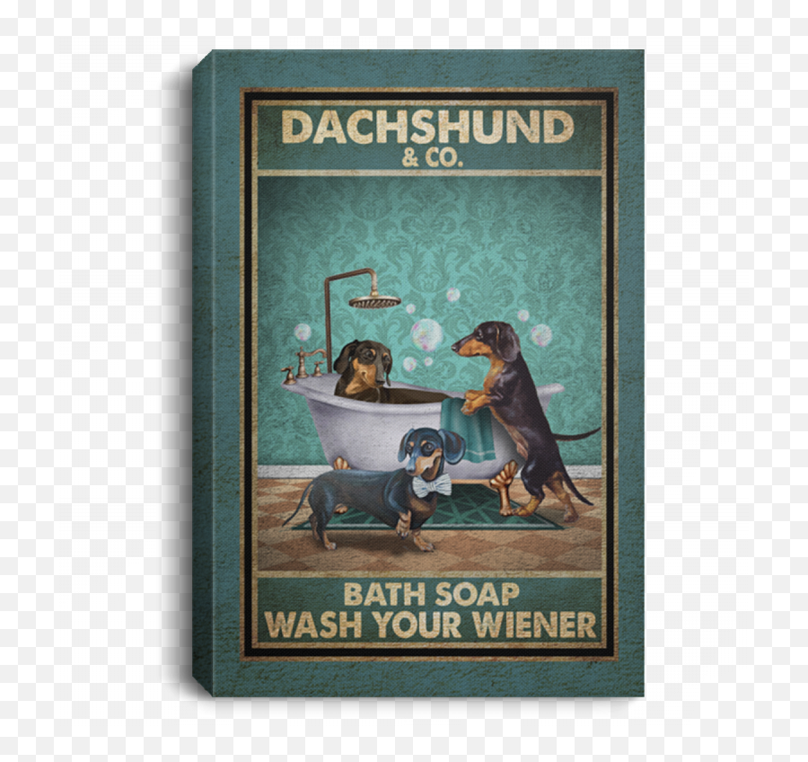 Dachshund In Bathtub Canvas Bath Soap Established Wash - Picture Frame Png,Dachshund Icon