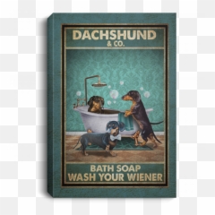 Dachshund In Bathtub Canvas Soap Established Wash - Picture Frame png