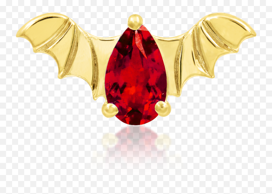 Bat With Garnet Cz In 14k Gold By Junipurr - Gold Png,Garnet Icon