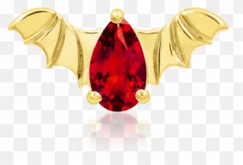 Bat With Garnet Cz In 14k Gold By Junipurr - png