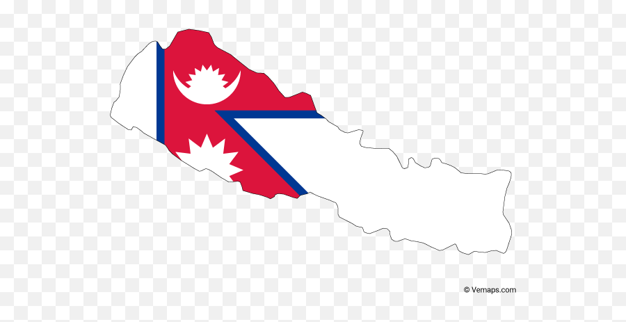 Flag Map Of Nepal - Map Of Nepal Flag Png,Nepal Flag Png