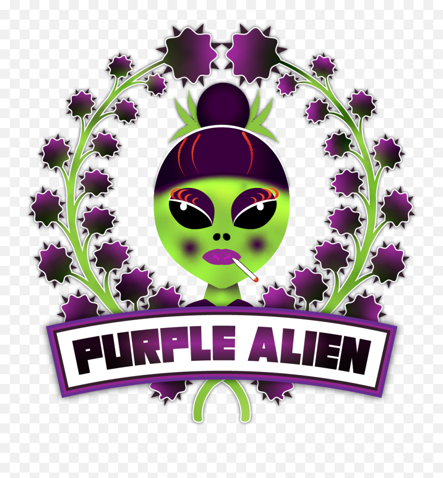 Purple Alien Cannabis Strain Characterlogo - Purple Alien Logo Png,Alien Logo Png