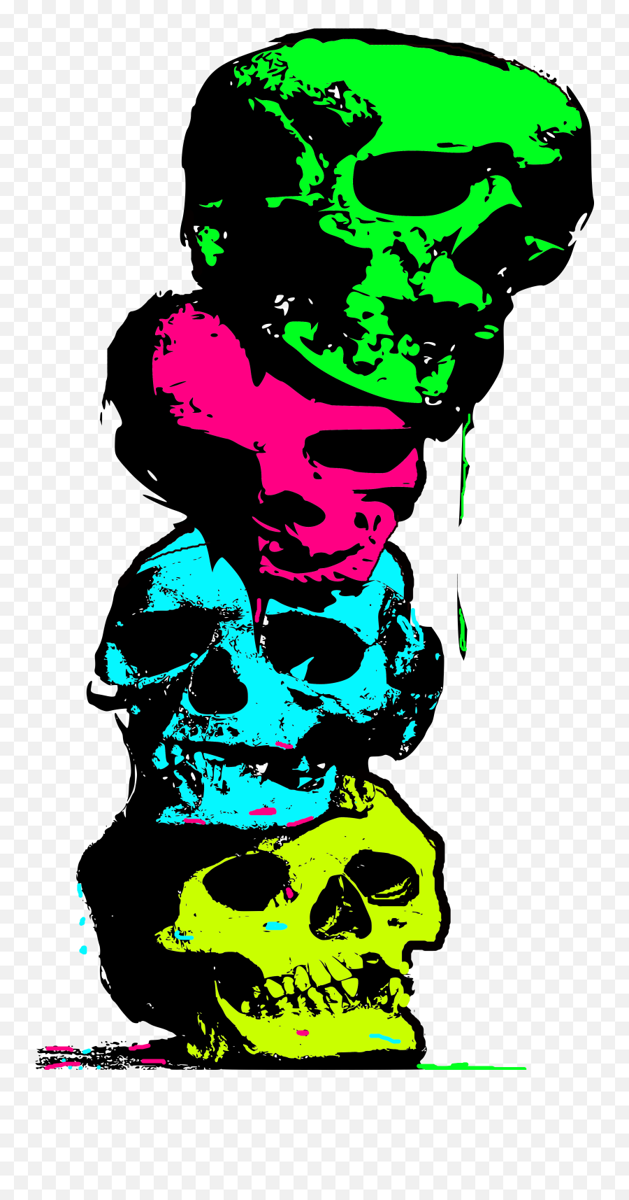 A Pile Of Colorful Skulls - Illustration Png,Pile Of Skulls Png