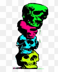 A Pile Of Colorful Skulls - Illustration Png,Pile Of Skulls Png