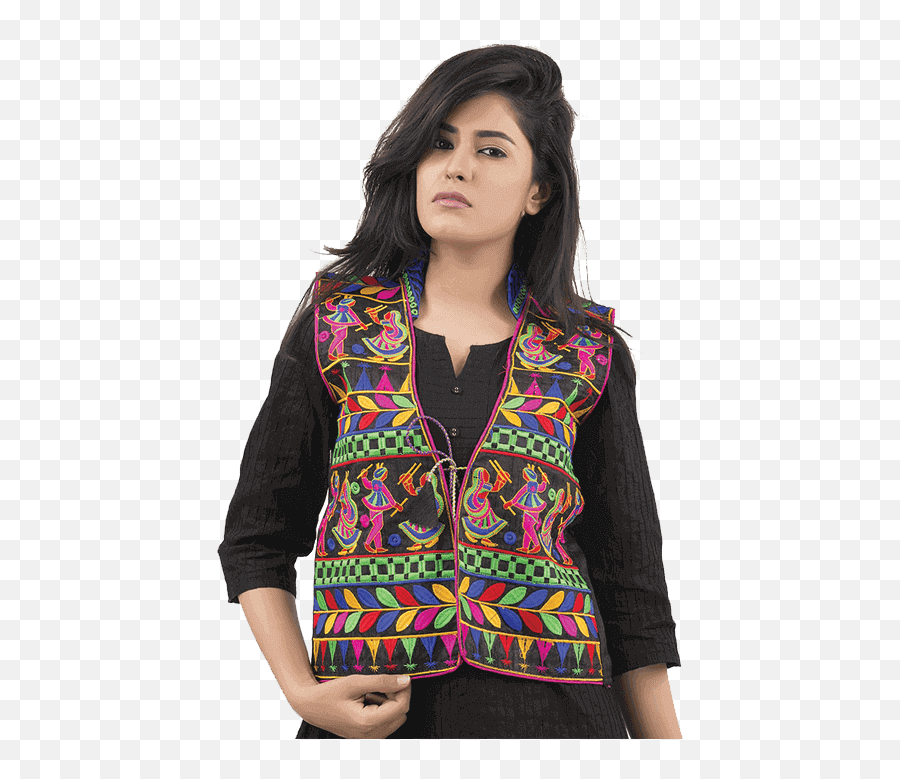 Attractive Black Garba Shrug With Kutchi Work From Banjara - Girl Png,Shrug Png