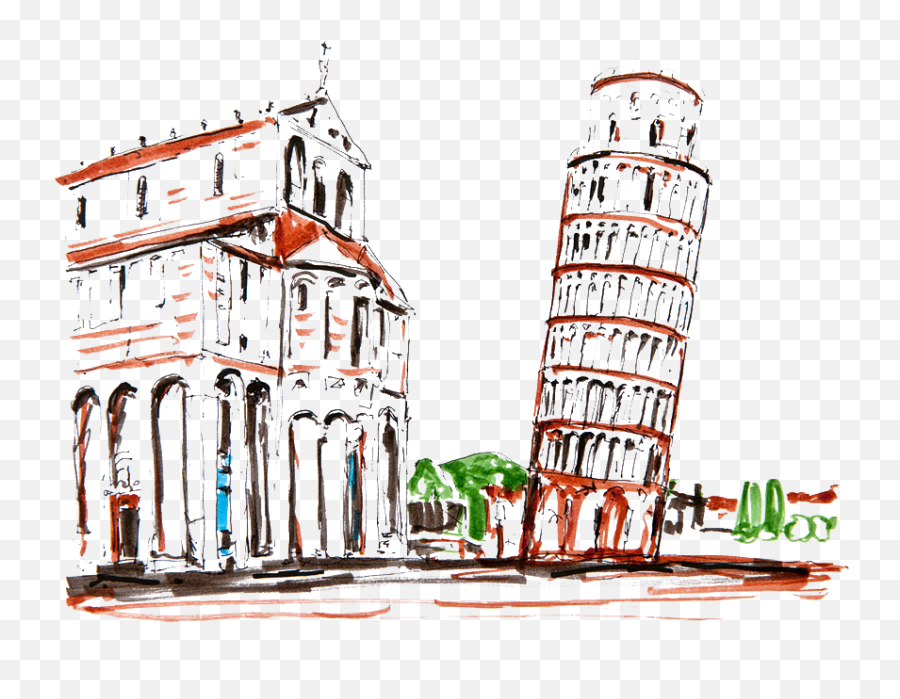 Download Leaning Tower Of Pisa Drawing Italy Architecture - Transparent Italy Drawing Png,Leaning Tower Of Pisa Png