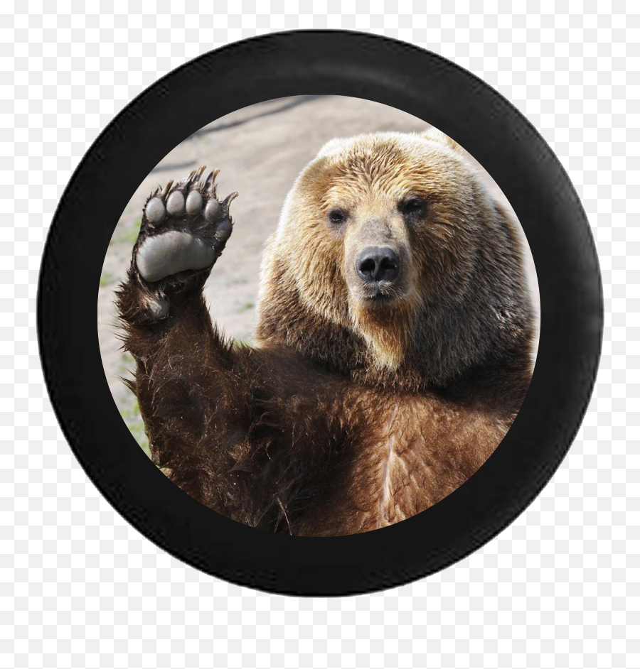 Waving Brown Grizzly Bear Paw Wave Wildlife Jeep Camper Spare Tire Cover Black - Custom Sizecolorink R126 Waving Bear Png,Bear Paw Png