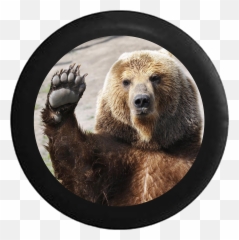 Waving Brown Grizzly Bear Paw Wave Wildlife Jeep Camper Spare Tire Cover Black - Custom Sizecolorink R126 Waving Bear Png,Bear Paw Png