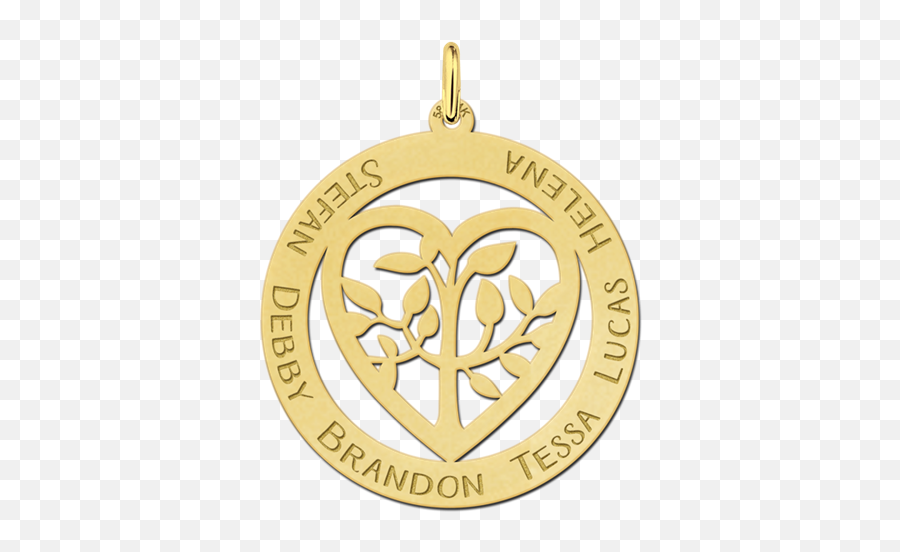 Gold Family Pendant Heart Shaped With Tree Of Life - Emblem Png,Tree Of Life Logo