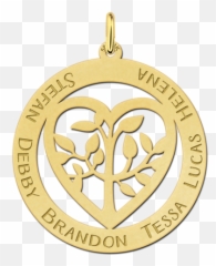 Gold Family Pendant Heart Shaped With Tree Of Life - Emblem Png,Tree Of Life Logo