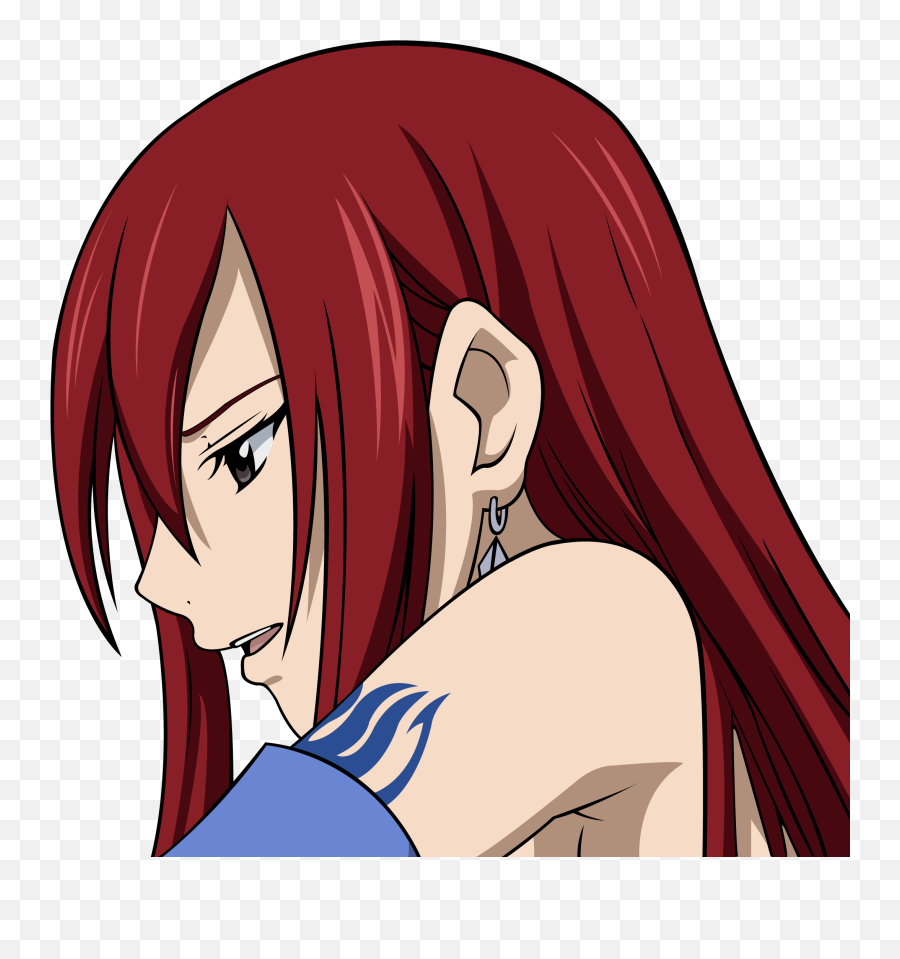 Brown Eyes Erza Scarlet Fairy Tail Long Hair Red Tattoo - Erza Scarlet Fair...