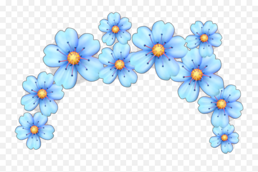 Blue Flowers Flower Crown Sticker - Pink Emoji Flower Crown Png,Flower Crown Transparent Tumblr