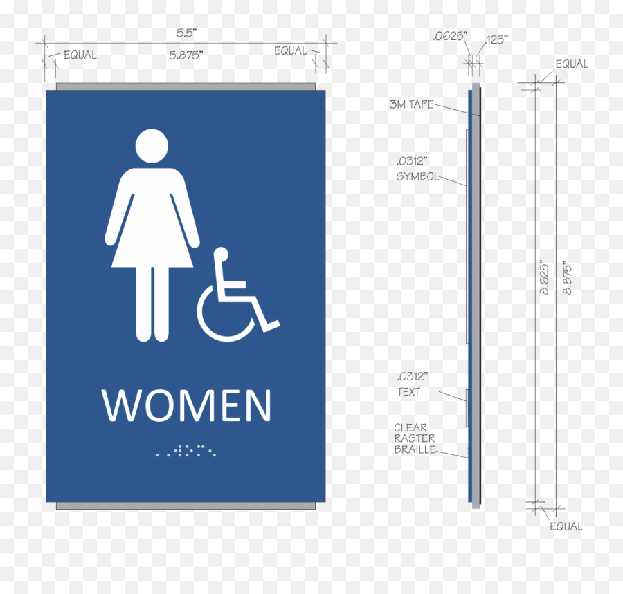 Ada Braille Women Restroom Sign - Family Restroom Signs Png,Womens Restroom Icon